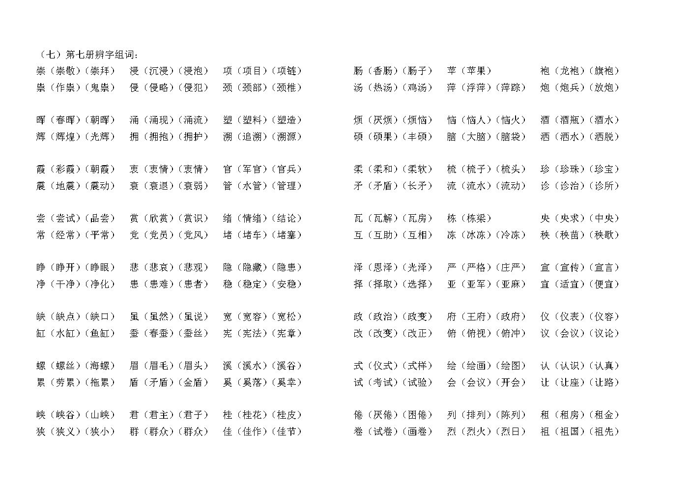 幾字組詞(幾字加偏旁組成新字)