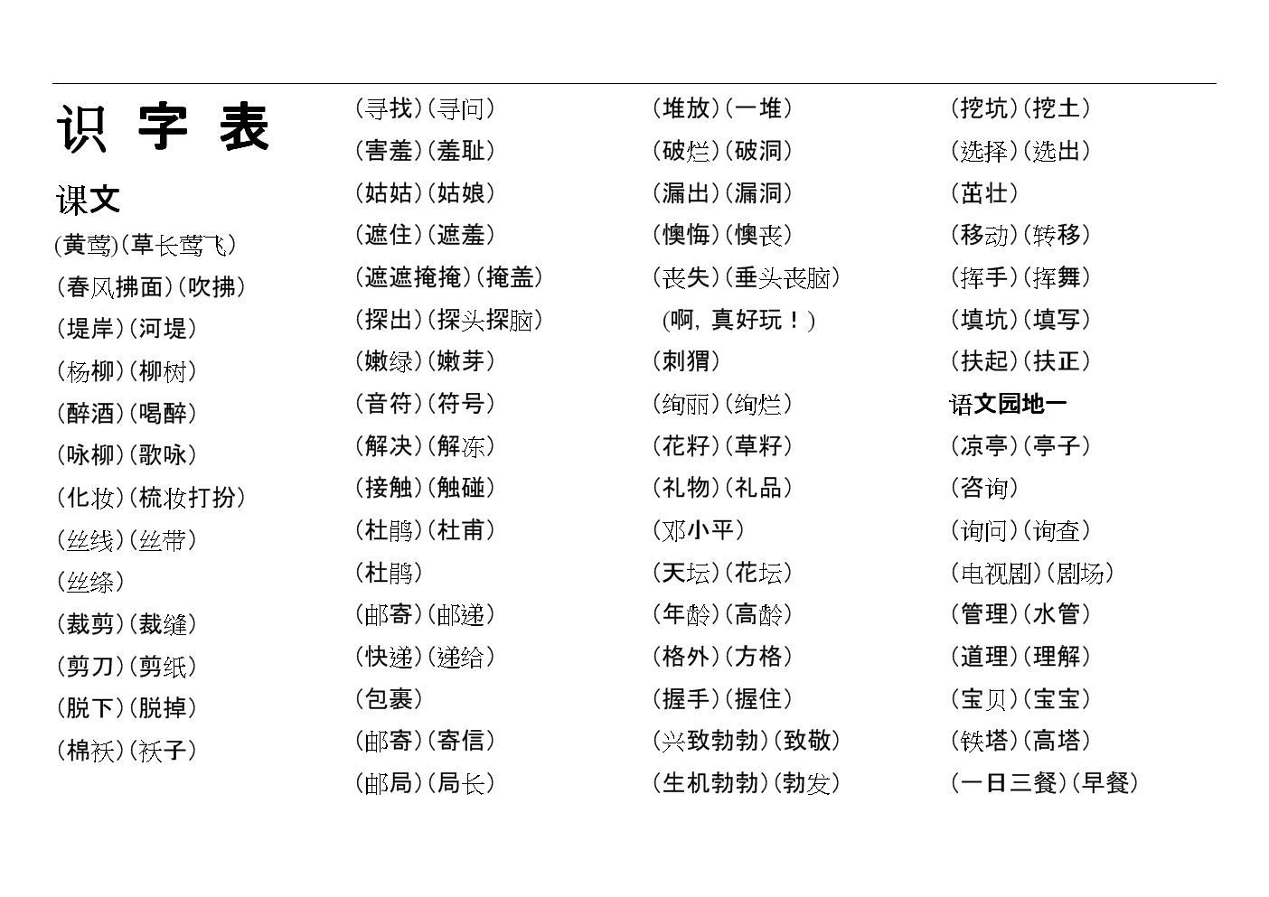 長組詞(可組詞一年級)