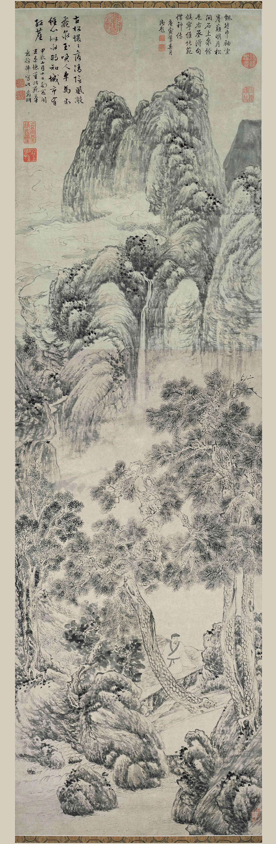 文徵明 松陰高士圖軸  書法作品欣賞