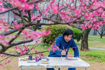 和史誠這謝送張明叔梅臺(tái)三種梅花